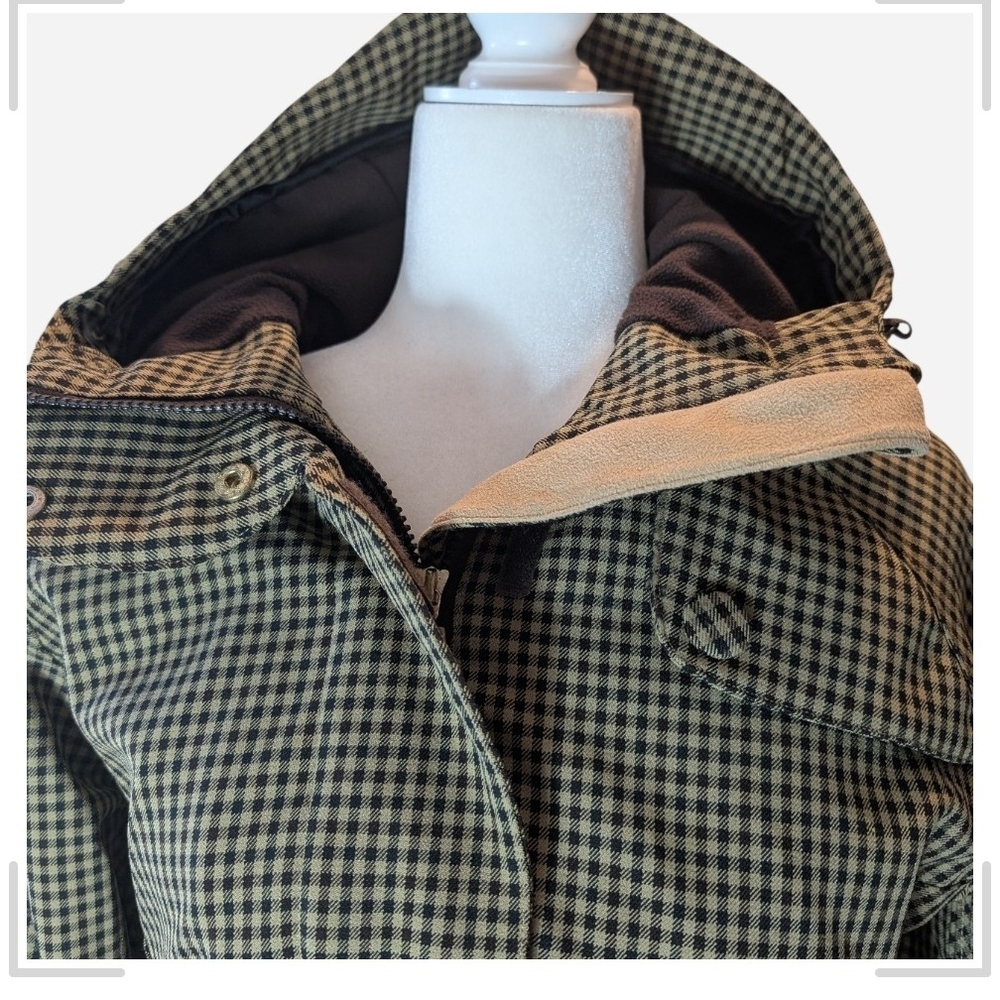 Pre-owned Roxy Women's Hooded Utility Jacket - Olive Check - Picture 4 of 11
